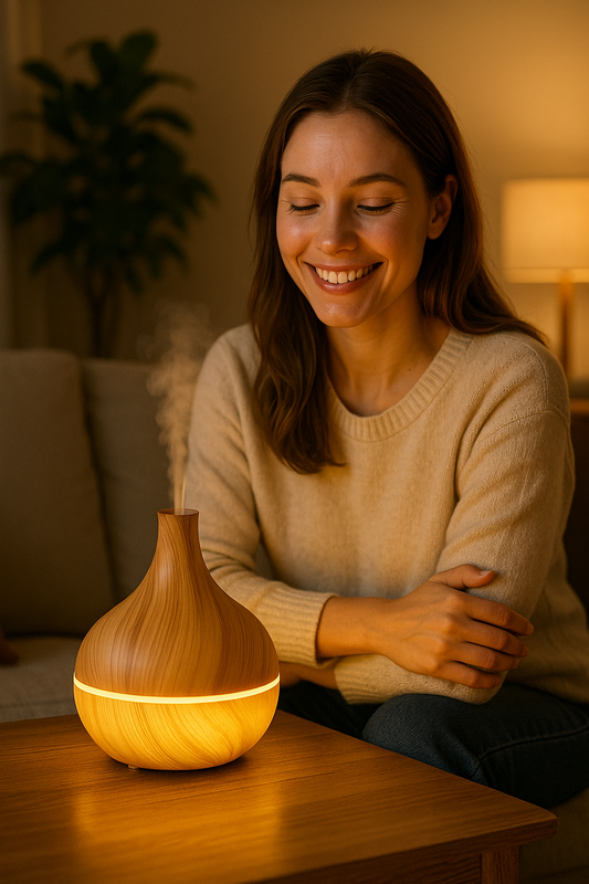 🌿 AeroGlow™ – Luxe Aroma Diffuser met rustgevende LED-sfeer
