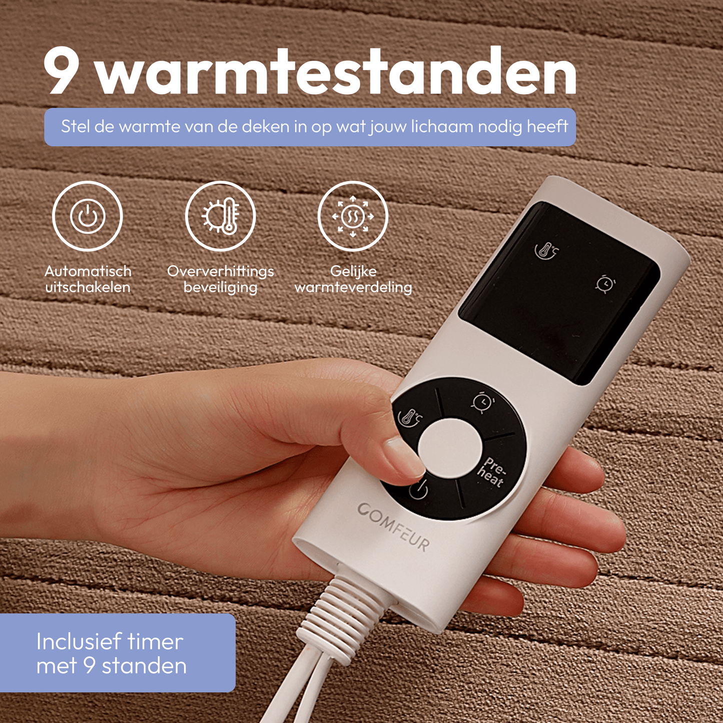 🔥 CasaGenius WarmGlow™ – Luxe Elektrische Bovendeken met Preheat-functie